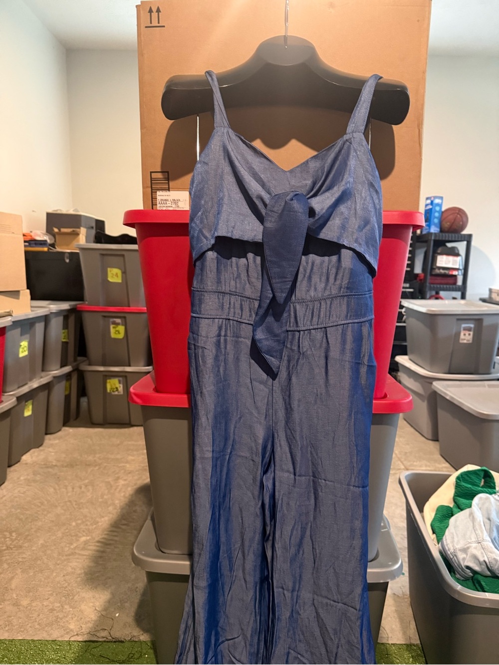 Blue Sleeveless Tie-Front Jumpsuit mp64